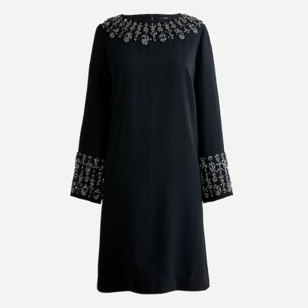 NWT J. Crew Embellished Long-Sleeve Shift Dress